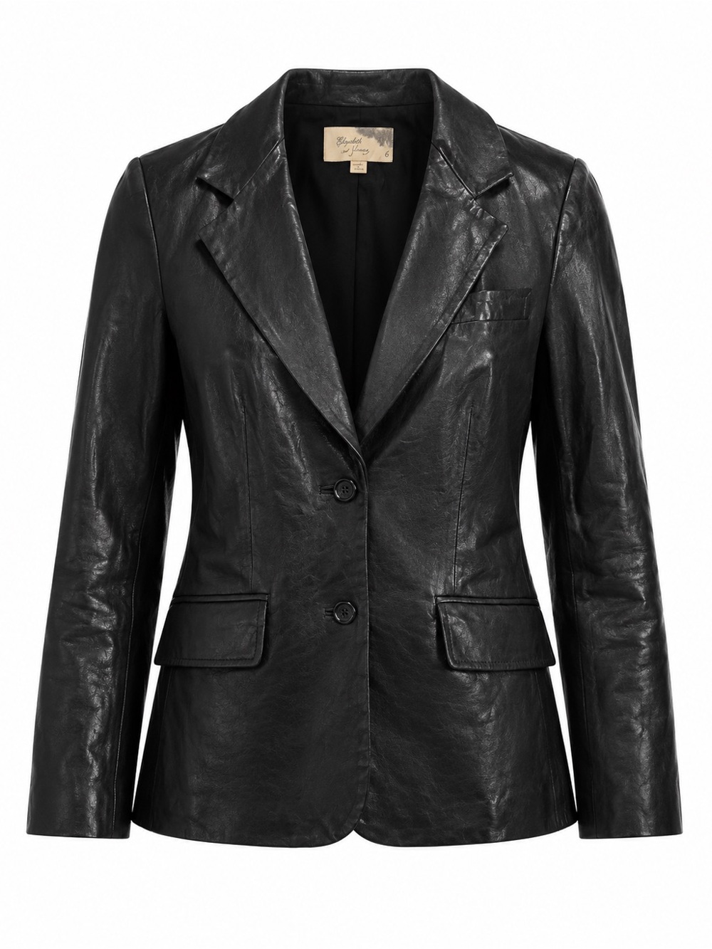 Elizabeth And James Black Leather Blazer Jacket Womens Size 6 Fully Lined